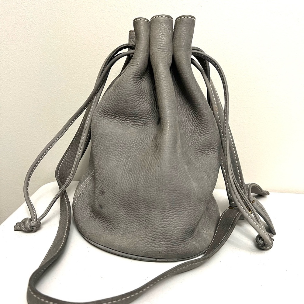 Vintage Coach Nubuc Gray Drawstring Bag